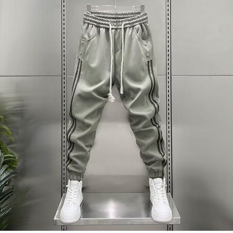 Men's Vertical Stripe Slim-Fit Trousers | High Waist M-3XL