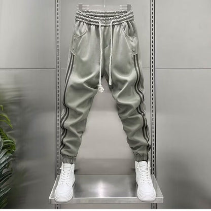 Men's Vertical Stripe Slim-Fit Trousers | High Waist M-3XL