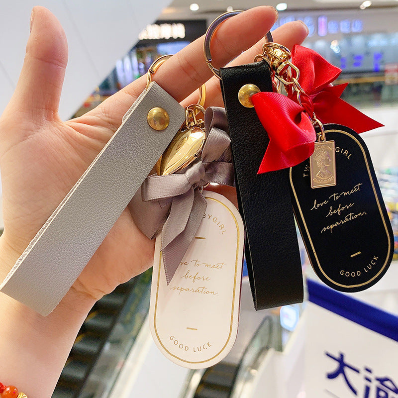 Leather Bookmark Bow Keychain | Red & Pink