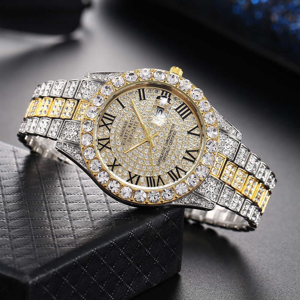 Roman Numeral Quartz Watch | Steel Band Men's Fashion Watch