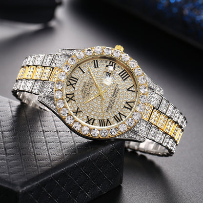 Roman Numeral Quartz Watch | Steel Band Men's Fashion Watch