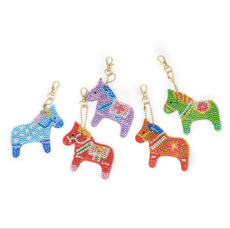 Diamond Painting Horse Keychain Set of 5 | Nordic Acrylic Pendant | JP Collections