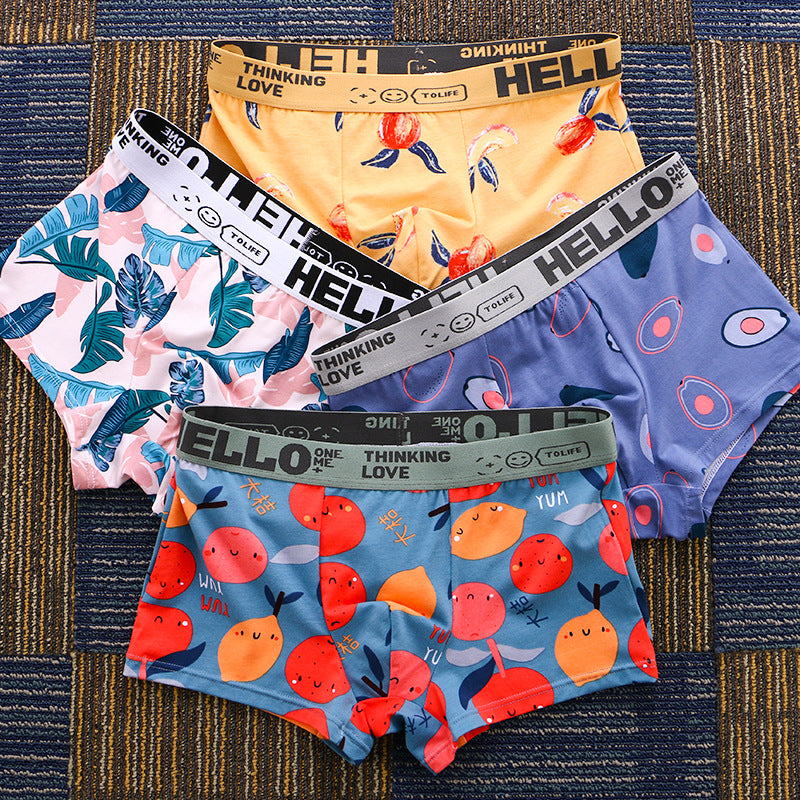 Men's Cotton Boxer Briefs Fruit Print Multi-Pack – 2, 3 or 4 Pairs