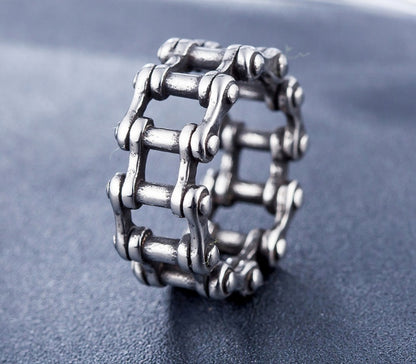 Men's Stainless Steel Link Chain Biker Ring – Punk Rock Motorcycle Band