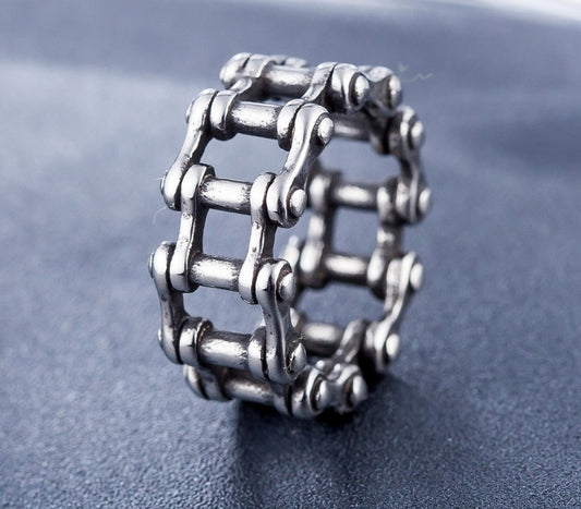 Men's Stainless Steel Link Chain Biker Ring – Punk Rock Motorcycle Band