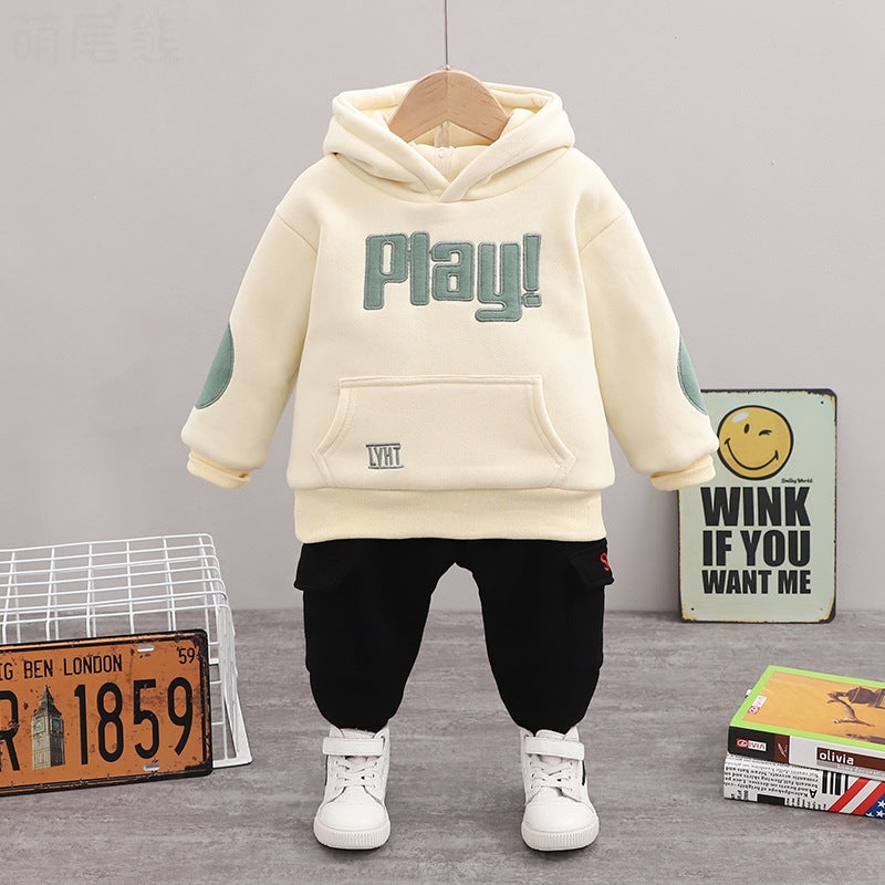 Boys' Hooded Sweatshirt & Trousers Two-Piece Set