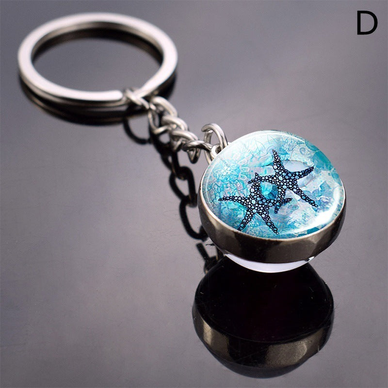 Double-Sided Glass Ball Keyring | Nature & Animal Designs