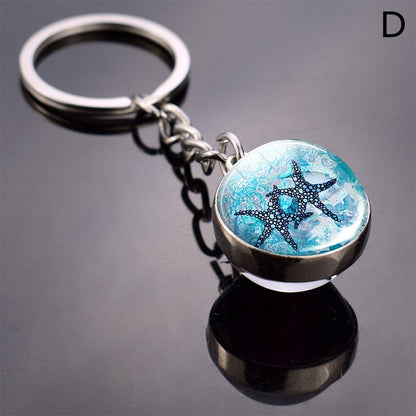 Double-Sided Glass Ball Keyring | Nature & Animal Designs