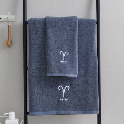 Zodiac Constellation Embroidered Cotton Towel