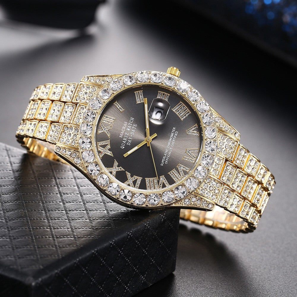 Roman Numeral Quartz Watch | Steel Band Men's Fashion Watch