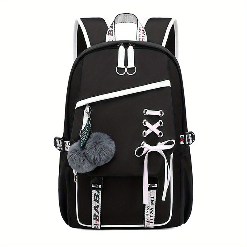 Girls' Cute Bow Backpack – Sweet Solid Colour School & Everyday Bag