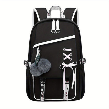 Girls' Cute Bow Backpack – Sweet Solid Colour School & Everyday Bag