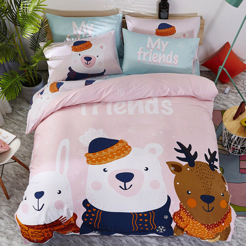 Cartoon Print Cotton Bedding Set 4 Piece | 32 Designs