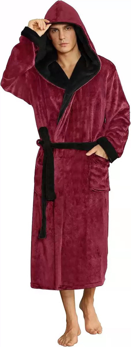 Men's Thickened Flannel Nightgown | Long Sleeve Winter Robe