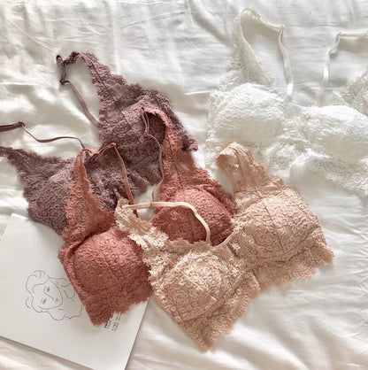 Women's Lace Gathering Bra & Panties Set | ABC Cup Lingerie 5 Colours
