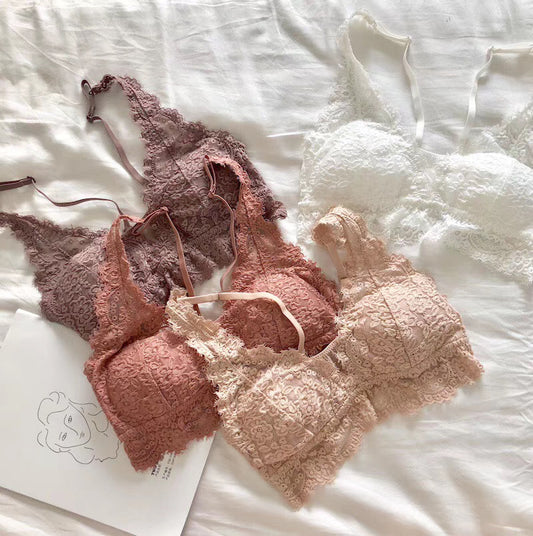 Women's Lace Gathering Bra & Panties Set | ABC Cup Lingerie 5 Colours