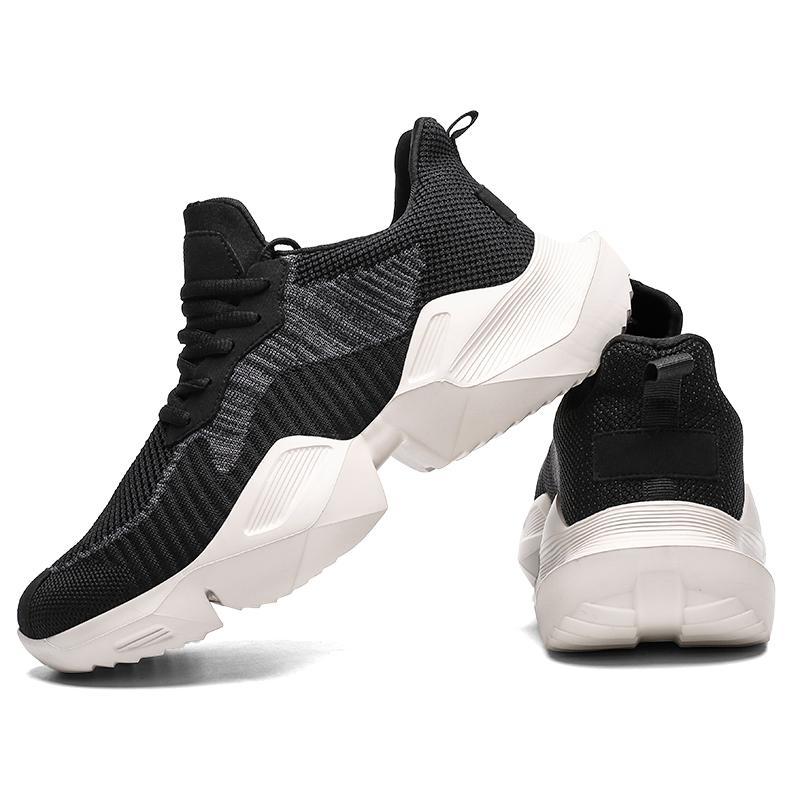 Men's PU Casual Running Shoes | Sports Trainers | Black & Khaki | EU 39-45