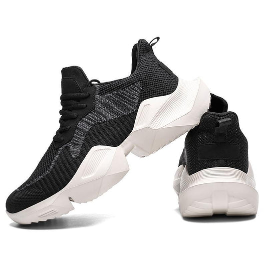 Men's PU Casual Running Shoes | Sports Trainers | Black & Khaki | EU 39-45