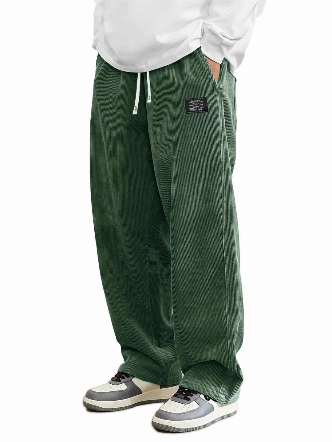 Men's Corduroy Straight-Leg Trousers with Belt | 10 Colours S-5XL