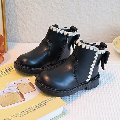 Girls' Velvet-Lined Leather Boots – Soft Sole