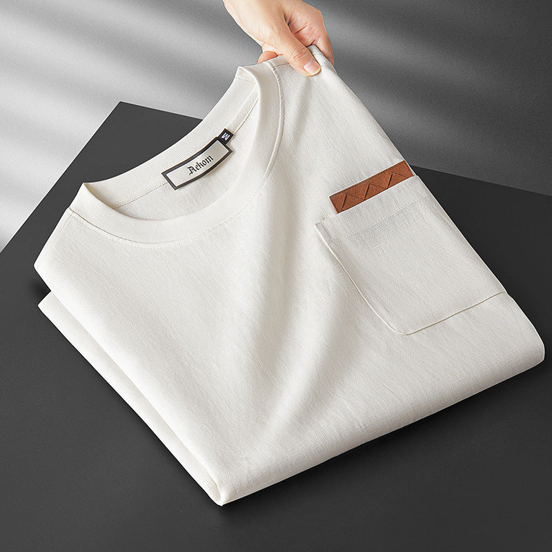Men's Ice Silk Linen Blend T-Shirt | Lightweight Short Sleeve