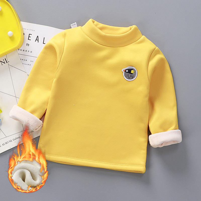 Children's Stripe Velvet-Lined Thermal Base Layer Top | High Collar Boys & Girls