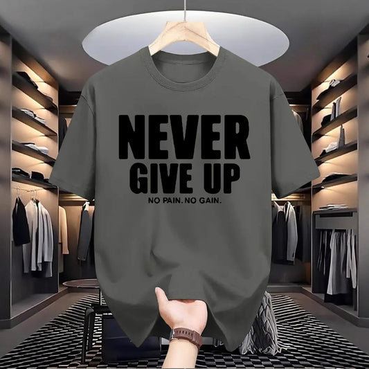 Men's Letter Print Crew-Neck T-Shirt - Short Sleeve Cotton Top 3 Colours