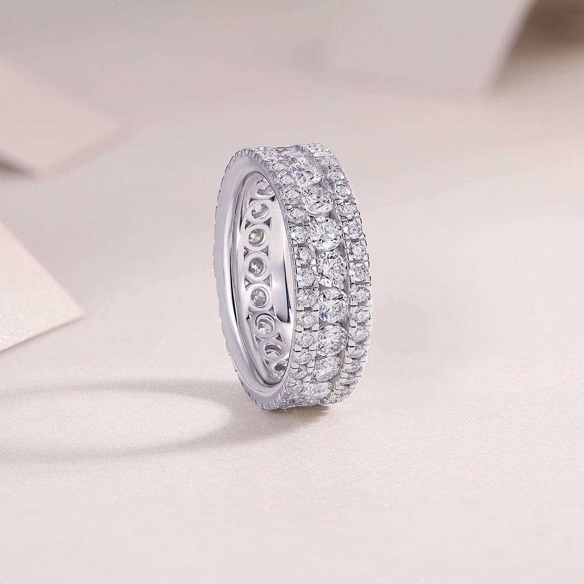Moissanite 925 Sterling Silver Platinum-Plated Ring | Sizes 5-9 | GRA Certified