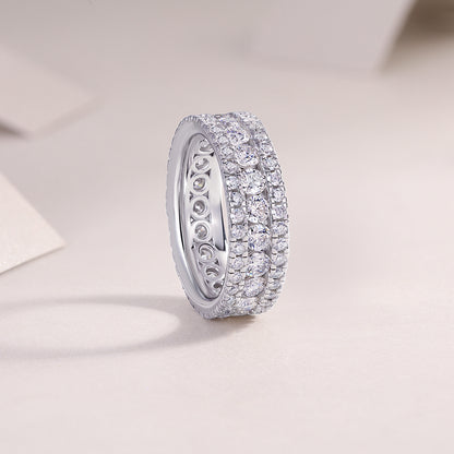 Moissanite 925 Sterling Silver Platinum-Plated Ring | Sizes 5-9 | GRA Certified
