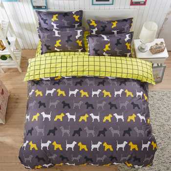Cartoon Print Twill Polyester Bedding Set – 4-Piece, 17 Colours