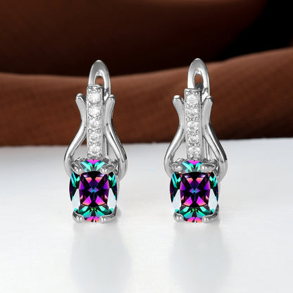 Oval Crystal Ear Clips | Champagne Gold & Platinum Copper Earrings for Women