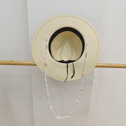 Women's Papyrus Conical Sun Hat with Shell Chain | Bohemian Summer Hat