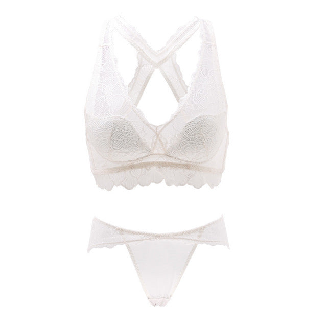 Women's 3/4 Cup Lace Bra Set | Soft Back Lace Edge Lingerie