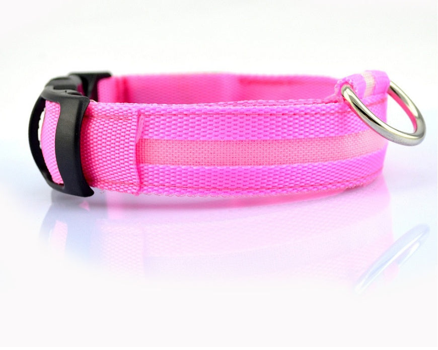 LED Luminous Dog Collar | Nylon Night Safety Flashing Collar XS–XL