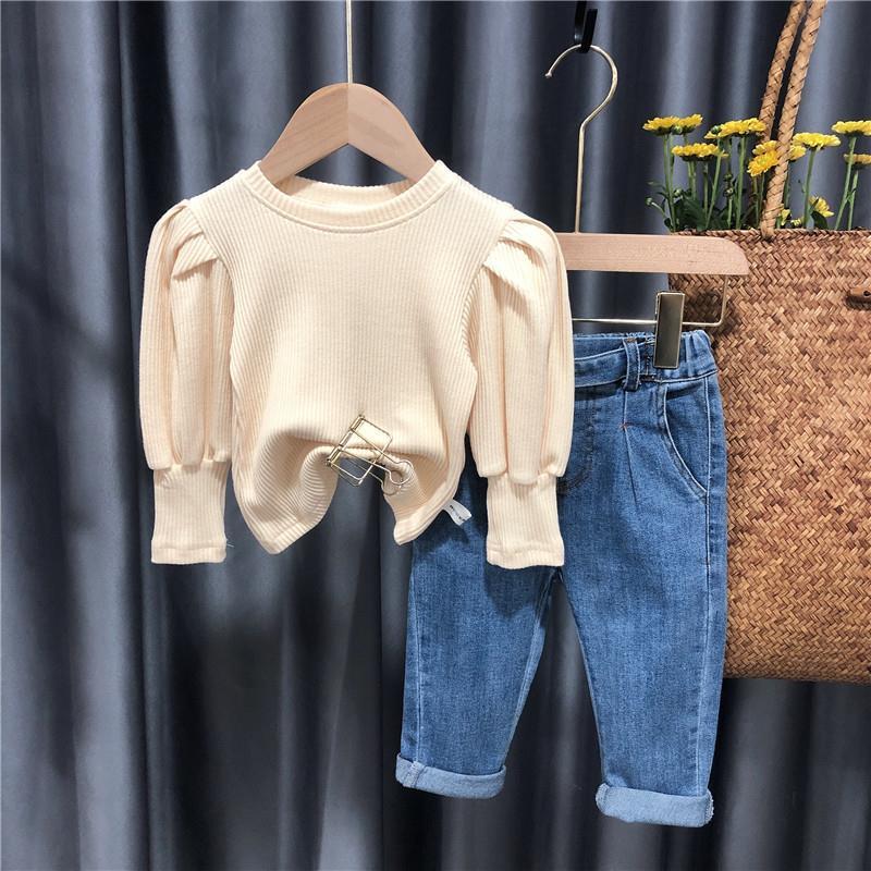 Girls Puff Sleeve Cotton Long Sleeve Top – Princess Style