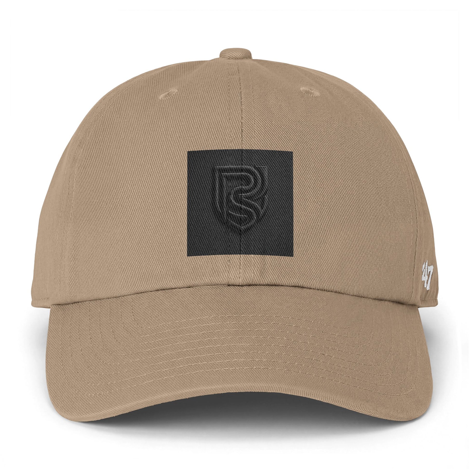 Beige cap with a black logo and '47' brand on a white background