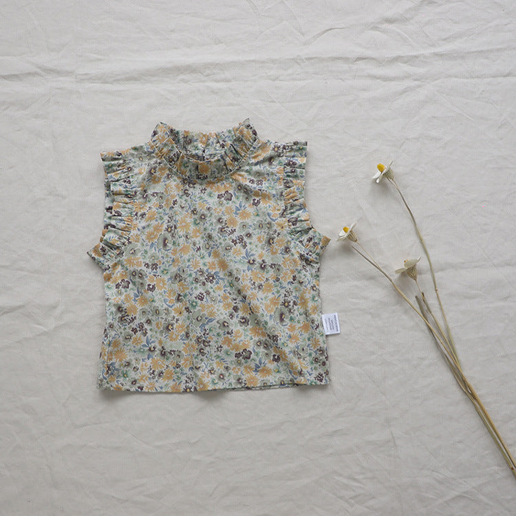 Girls' Baby Floral Sleeveless Vest Top – Korean Style | 4 Designs