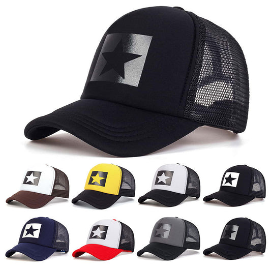 Five-Star Print Baseball Cap - Hip Hop Adjustable Unisex