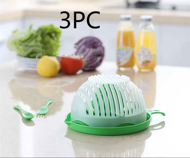 Salad Cutter Bowl — 2-in-1 Chopper, Drain Basket & Serving Bowl