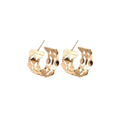 Dainty Hollow-Out Circular Earrings | Geometric Alloy Earrings for Women