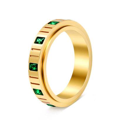 Diamond-Encrusted Stainless Steel Ring | Real Gold Plated Unisex Ring
