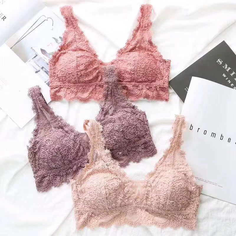 Women's Lace Gathering Bra & Panties Set | ABC Cup Lingerie 5 Colours