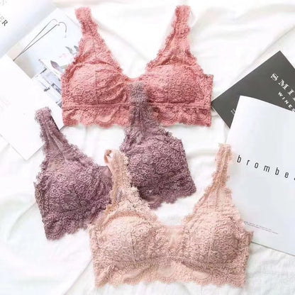 Women's Lace Gathering Bra & Panties Set | ABC Cup Lingerie 5 Colours