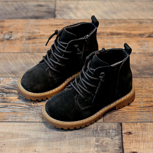 Children's Fleece-Lined Martin Boots – Sheepskin Upper, Totem Design | Unisex | EU 21–37