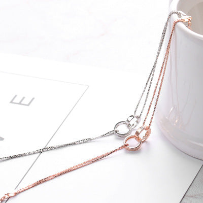 925 Sterling Silver Double Ring Chain Bracelet | Rose Gold & Silver