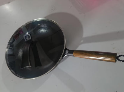 Handmade Traditional Iron Wok with Wooden Handle