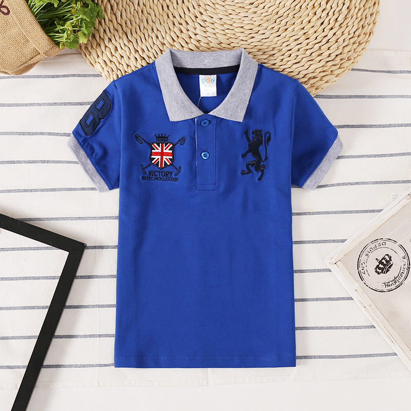 Boys' Short Sleeve Cotton Polo Shirt | Lapel Collar Kids Top 90–165cm
