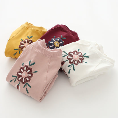 Girls Floral Long-Sleeve Cotton Top – Kids Casual Sweater