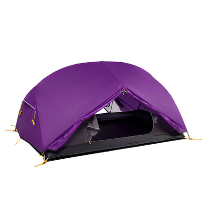 Ultralight 2-Person 3-Season Camping Tent – 20D Nylon Double-Layer Aluminium Poles Grey & Purple