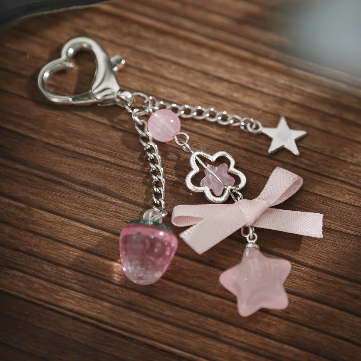 Strawberry & Fruit Charm Keychain | Cute Gift